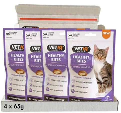 VETIQ Healthy Bites Serene Calming Cat & Kitten Treats (84 Servings) | Naturally Calms with Chamomile & Lemon Balm. Relaxing Ginger Oil. Stress-Reducing Magnesium. High Protein