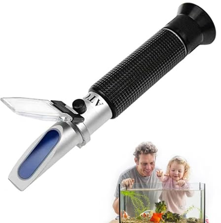 Retoteng Rifrattometro per salinità, 0-100% portatile, doppia scala, con funzione ATC, rifrattometro digitale ad alta precisione, adatto per acquario, monitoraggio marino, test in acqua salata