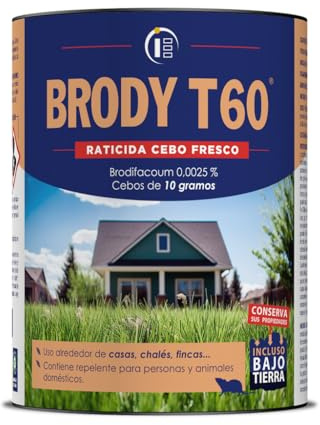 Peyca Brody T60 150gr - Impex. Raticida eficaz para Ratas y Ratones. Cebo Fresco. para Interior y Exterior. Brodifacoum 0,0025%.