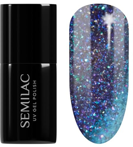 SEMILAC Gel Nail Polish 826 Virtual Blue - Cat Eye Gel Polish - Soak Off Easy To Use LED/UV Nail Lamp - Long Lasting Manicure and Pedicure up to 3 weeks