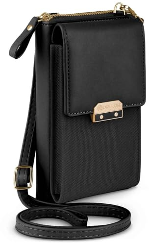ONEFLOW Bliss Purse für rephone Handytasche zum Umhängen Damen mit Portemonnaie, Handy Umhängetasche mit Geldbörse und Handyfach, Kleine Handtasche, Schwarz