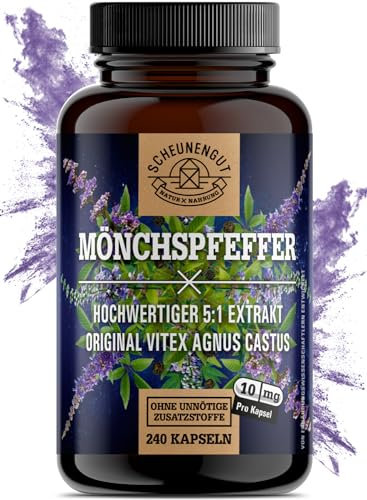 Mönchspfeffer Hochdosiert -WICHTIG: Garantiert Original Agnus Castus -10mg Mönchspfeffer je Kapsel- 240 Kapseln Agnus Castus al -DE- SCHEUNENGUT®