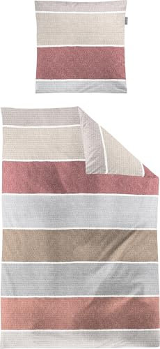 Irisette Bed Linen Soft Seersucker Red Size 135 x 200 cm (80 x 80 cm)