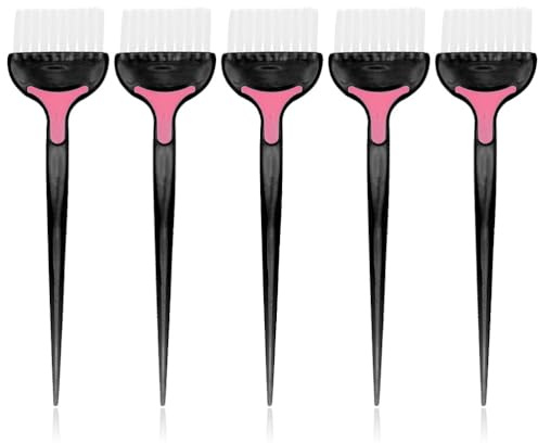 BCOATH Set 5 Pezzi Spazzola per Tintura per Chioma Professionale in Abs Nero, Lavabile e Riutilizzabile, per Uso Domestico e Saloni di Bellezza