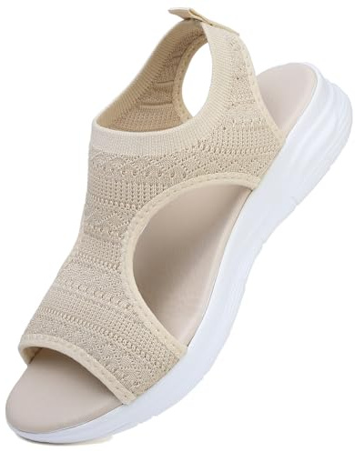 HODTOB Sandalias Ortopedicas Mujer Ligero Casual Zapatos con Punta Abierta Cuña Lavable de Verano Sandalias para Caminar