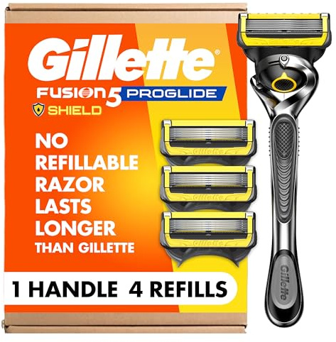 Gillette ProGlide Shield Men's Razor, 5-Blade Razor with Precision Trimmer, 1 Handle and 4 Refills
