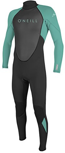 O'NEILL Unisex Child Youth Reactor-2 3/2mm Back Zip Full Wetsuits, Black/Aqua, 10 US