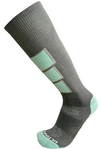Womens Thermolite Ski Snowboard Socks Performance Material Cushioning Support Stretch Padding Breathable Warm Aqua Medium 7-9.5