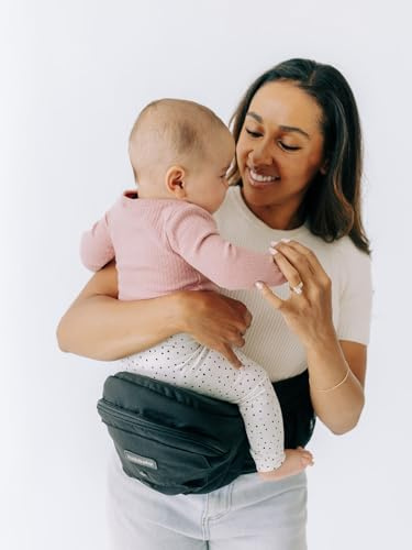 Tushbaby Original Hip Seat Baby Carrier for Babies & Toddlers up to 45 lbs, Safety Certified, Lightweight No-Foam Design with Storage, Black