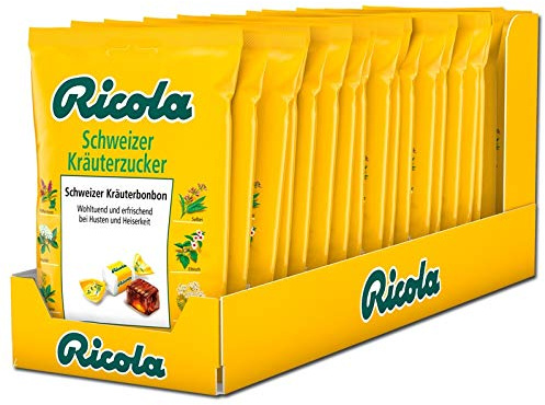 16 påsar Ricola schweiziskt örtsocker a 75 g örtgodis