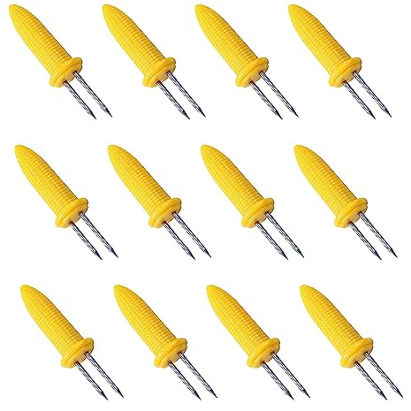 Voarge 12 pezzi di supporto per mais in acciaio inox, per barbecue, per forchetta, fork, utensili da cucina in acciaio inox