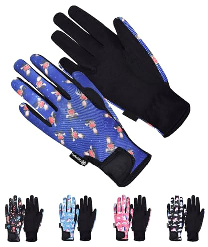 ChinFun Horse Riding Gloves Equestrian Gloves Kids for Boys Girls Horseback Grip Gloves Youth Children Rider Mitts Riding Sports Outdoor Bike Gardening Cycling Running Cartoon Moose Royal Blue Size S