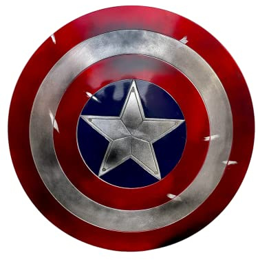Adamcrafts Damage Cap America Metal Shield Cosplay 1:1 Replica Battle Damage for Cosplay or Roleplay, Multicolor, Adult