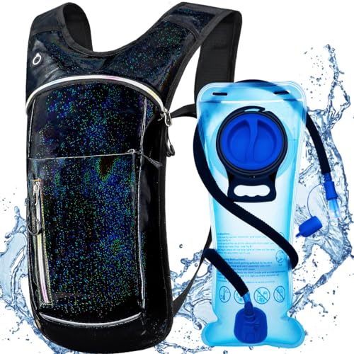 Hydration Backpack, Water Backpack with 2L Hydration Bladder, Rave Backpack Hydration Pack, Festival Essential for Raves, Hiking, Cycling, Climbing, Running, Outdoor, Camping and More