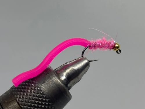 Tungsten Jig Squirmy Worm Pink Size 10, 12 Pieces for Trout Fishing- Strike Fly Company