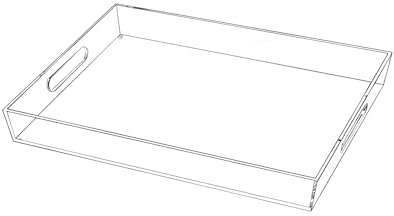 QWORK® Plateau de Service Transparent, Plateau en Acrylique avec poignées, Protection Contre Les Rayures, idéal pour Le Petit-déjeuner, Le café et Les Desserts, 30 x 40 cm