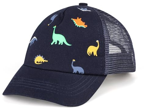 JUPSK Basebollkeps för barn, dinosaurie solhatt, UV-skyddande hatt med nät, sommarhatt för utomhussporter för nyfödda pojkar och flickor 0–2 år, Marinblå