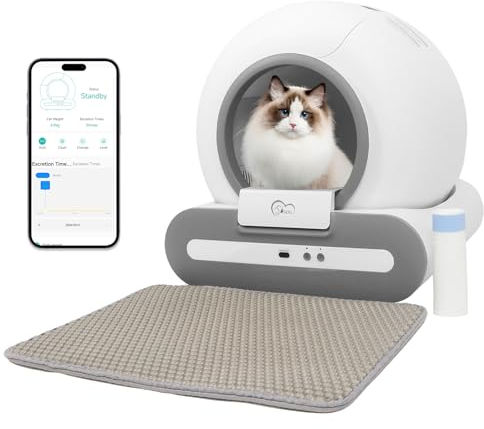 DOEL Upgrade Self-Cleaning Litter Tray Automatic Cat Box 65L Large Capacity, Triple Security, APP Monitor Smart Litter Box for Multiple Cats With Mat & Liners