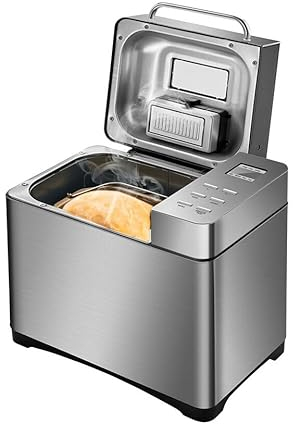 Macchina per il pane da 650 Watt, macchina per il pane, macchina per il pane in acciaio inox, dispenser per noci, 19 programmi.