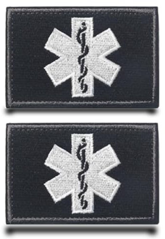 Pack of 2 EMS Paramedic Cross Flag Patch Removable Patches with Velcro Fastening Tactical Military Patch Application for Clothing Velcro Straps Backpacks Jacket Jeans Bags Vest Dog Harness