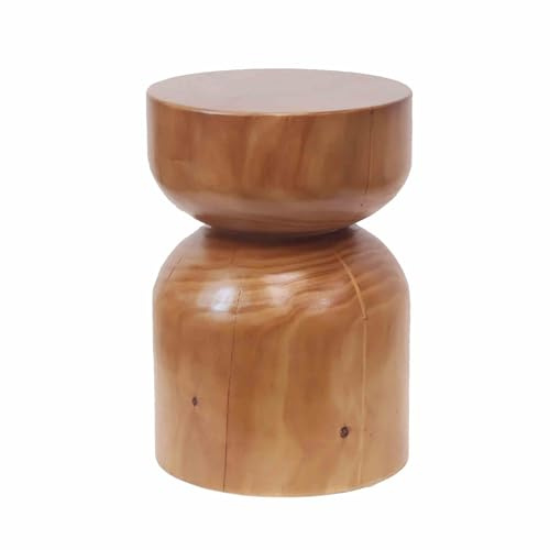 Solid Wood Pier, Homestay Tree Stump Stool, Living Room Sofa Side Table，Bedside Table, for Homestay, Hotel Decoration Ornaments(B)