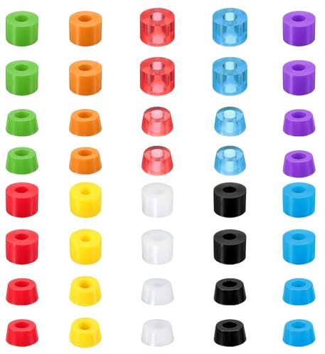 PATIKIL Skateboard Bushing,10Set 90A PU Long-Board Truck Bushing Rebuild Kit for Skateboard Part,Blue/Red/Black/White/Yellow/Purple/Green/Orange/Transparent Red/Transparent Blue