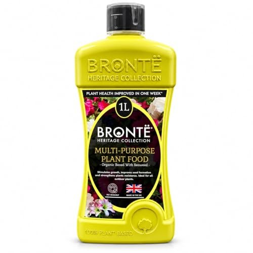 Bronte Multi Purpose Food Fertiliser for Outdoor Plants - 1Ltr Concentrated, Organic Base, Seaweed-Enriched, Plant-Based and Pet Friendly - Makes 300L Ideal for Veg, Flowers, Trees & Shrubs - UK Made
