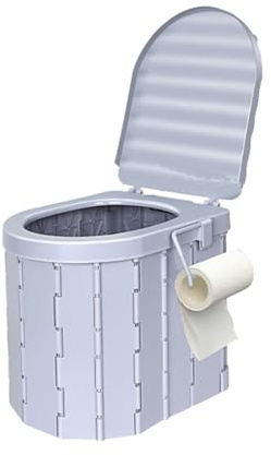 NEWFUN Toilette Portable De Camping WC, Pliable avec Porte-Papier, Capacité 200 Kg, pour Randonnée, Voyage Et Pêche