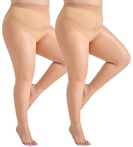 Yilanmy Strumpfhosen Damen Ohne Fuss Grosse Grössen 40 Den Bauchweg Strumpfhose Semi-Transparent Hohe Taille Leggings Schwarz Hautfarbe