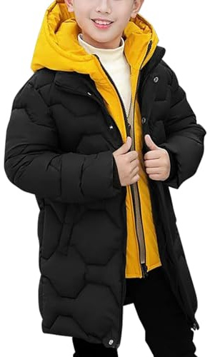 Generisch Veste d'hiver pour garçon - Veste matelassée avec capuche - Manches longues - Manteau en coton - Pour enfants - Chaud - Coupe-vent - Léger - Fermeture éclair - Veste de loisirs d'extérieur