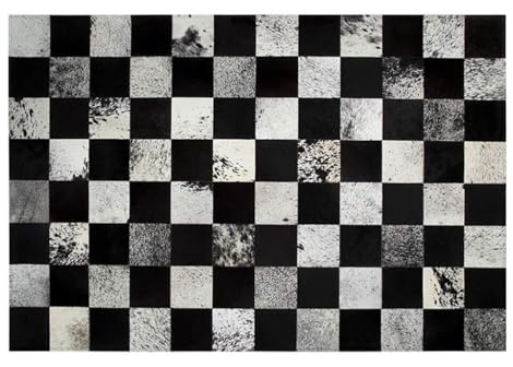 Suixtil Alfombra de Piel Vaca con Patchwork Cuero Genuino, Redonda, Hecha a Mano, fácil Limpiar, for Chimenea, Minimalista, Grande, a for Sala Estar