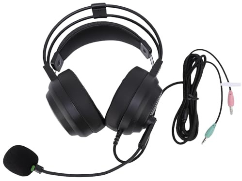 BONKZEBU Over Ear-headset High Fidelity-ljudkvalitetsheadset med Tråd med Mikrofon för Arbete, PU PVC-riktning - Svart, 1 X Hörlurar (3.5 Plugg)