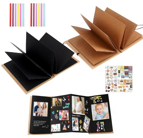 Scrapbooking Album Fotografico Personalizzabile Nero Marrone Chiaro Album Per Foto Regalo Di Compleanno Regalo Di Matrimonio Regalo Di Laurea Regalo Di San Valentino(18 * 12CM)