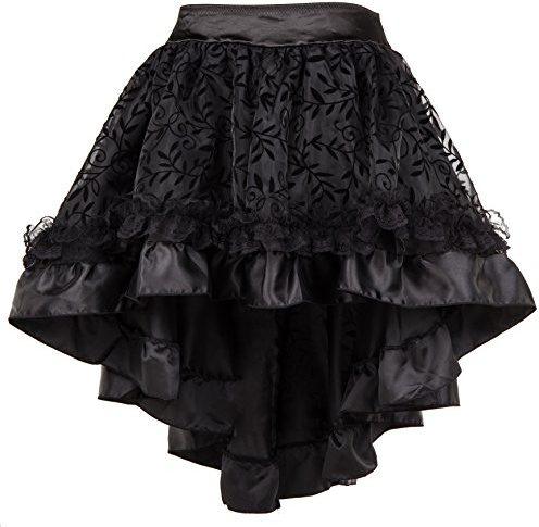 Bslingerie® Falda para mujer gótica punk steampunk con encaje, falda corta, Negro , S