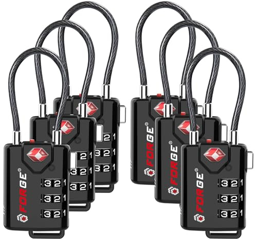 Open Alert TSA Approved Luggage Locks, 6 Pack, Easy Read Dials with Alloy Body.