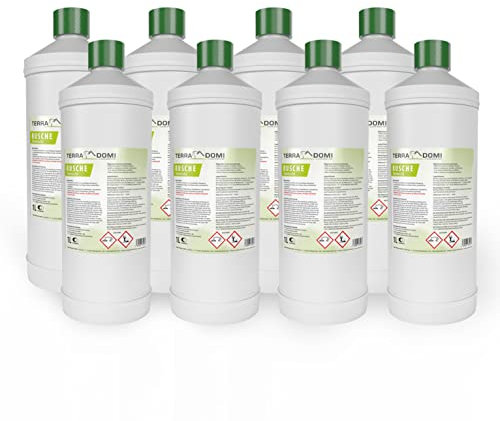 TerraDomi Rusche Steindusche, 8 x 1L, Steinreiniger für bis zu 3200 m², Reinigungsmittel für saubere Wege & Plätze, Wegerein, biologisch abbaubar
