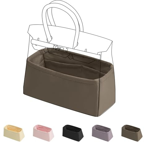 DGAZ Seiden Handtaschen Organizer für Birkin 35, Tasche in Tasche, Etoupe