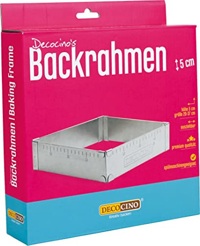 Decocino Teglia da forno – Estensibile – Teglia per torta in acciaio inox alto 5 cm – Ideale per cuocere, stampi e strati di torte di compleanno, torte nuziali, argento, 34525