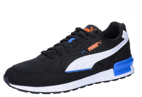 PUMA Unisex Graviton Sneaker, Black White Team Royal Rickie Orange Blue, 40 EU