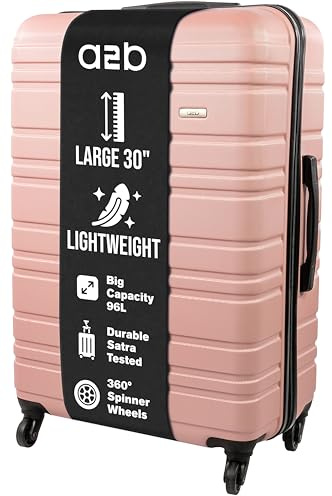 A2B 30 Large Suitcase Lightweight Hard Shell - Luggage with 4 Spinner Wheels, Durable ABS Travel Cases for Holiday, Stress Tested Zippers, Pink Rose Gold (Dark Rose, Large)