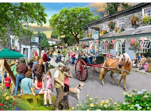 The House of Puzzles - Pony Parade Jigsaw - Big 500 Piece Jigsaws For Adults, Extra Large Pieces, Artist Illustrated, Scenic Landscape, Deluxe Puzzle Gifts