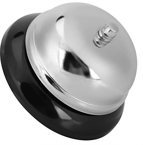 SUNGOOYUE Service de Réception en Acier Inoxydable, Cloche D'appel, Anneau Clair et Fort, Accessoire D'hôtel et de Restaurant (Grand)