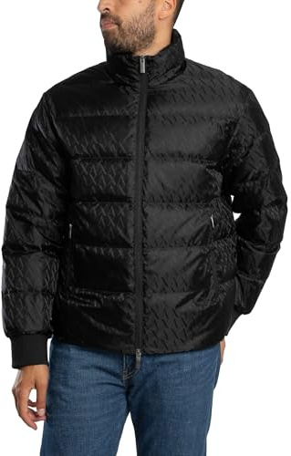Armani Exchange Giacca da uomo Essential, con logo Monogram imbottito, nero, XL, Nero, XL