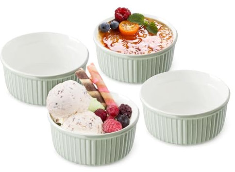 NUTRIUPS Cocotte Monoporzione da Forno 400ML, Pirottini Ceramica Giallo, Cocotte da Forno 4 Pacco (Verde)