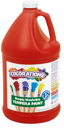 Colorations Paraben-Free Washable Tempera Paint for Kids - 1 Gallon Value Size. Vibrant Red, Non-Toxic and Made in The USA