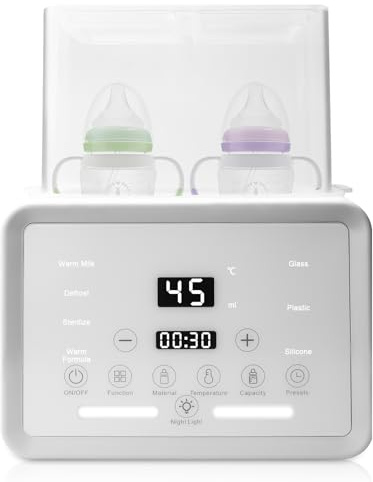 Chauffe-biberon pour bébé, stérilisateur 8 en 1 pour biberons, réchauffement rapide pour lait maternel et formule, stérilisation à la vapeur 3 à 7 min, chauffe-biberon, sans BPA