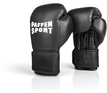 Paffen Sport «PRO Klett X» Boxhandschuhe mit Klettverschluss für das Training und Sparring (schwarz, 12UZ)