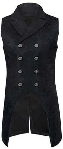 Chaleco de traje victoriano largo para hombre, chaleco de traje gótico de doble fila, traje medieval, chaleco steampunk, disfraz de pirata, chaleco de traje tradicional occidental para hombres