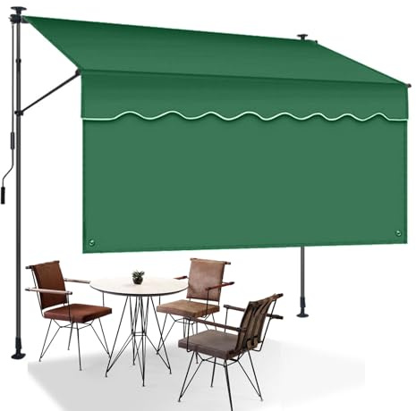 Toldo retráctil para patio de 3 x 1,2 m, parasol plegable con manivela, fácil instalación, resistente a los rayos UV y al calor, toldo al aire libre para el hogar, patio, balcón, restaurante, cenador
