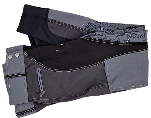 Tysons Breeches Patch Reithose Reiterhose Vollgrip Grip Handytasche Grau Schwarz 36 38 40 42 44 46 48 Leichter Hochbund (36)